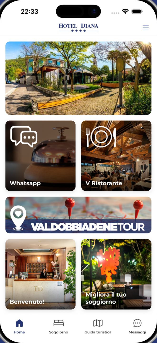 Hotel Diana app: Welcome screen
