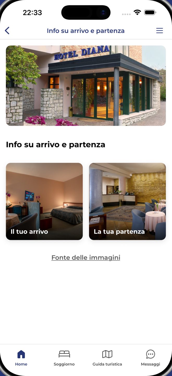 Hotel Diana app: Hotel services